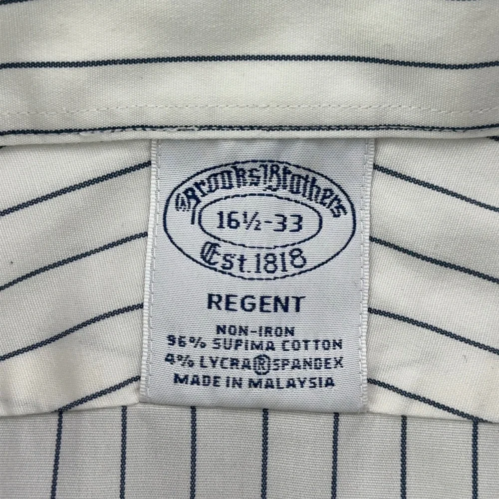 Brooks Brothers Regent Fit Striped Supima Cotton‎ Non-Iron Dress Shirt 16.5 33